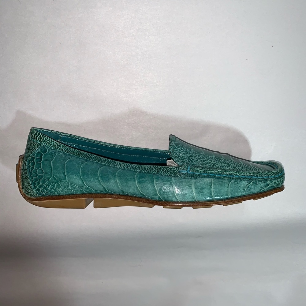 GUCCI size 7B green CROCODILE driving moccasins